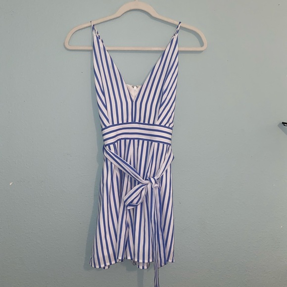 Blue and White Striped Romper - Picture 2 of 3